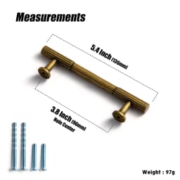 Vintage Retro Antique Brass Zinc Alloy Cabinet Handles 12.6'' Hole Center Striped Decorations Cabinet Pull Hardware for Bedroom