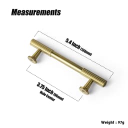 Vintage Retro Antique Brass Zinc Alloy Cabinet Handles 12.6'' Hole Center Striped Decorations Cabinet Pull Hardware for Bedroom