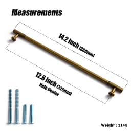 Vintage Retro Antique Brass Zinc Alloy Cabinet Handles 12.6'' Hole Center Striped Decorations Cabinet Pull Hardware for Bedroom
