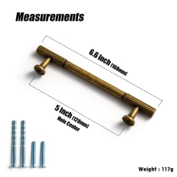 Vintage Retro Antique Brass Zinc Alloy Cabinet Handles 12.6'' Hole Center Striped Decorations Cabinet Pull Hardware for Bedroom