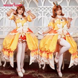 Miccostumes x akuoart Women's Princess Cosplay Costume Puff Sleeves Top and Shorts with Skirt and Gloves