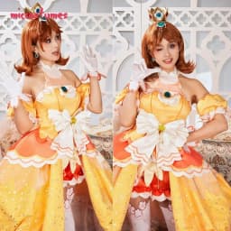 Miccostumes x akuoart Women's Princess Cosplay Costume Puff Sleeves Top and Shorts with Skirt and Gloves