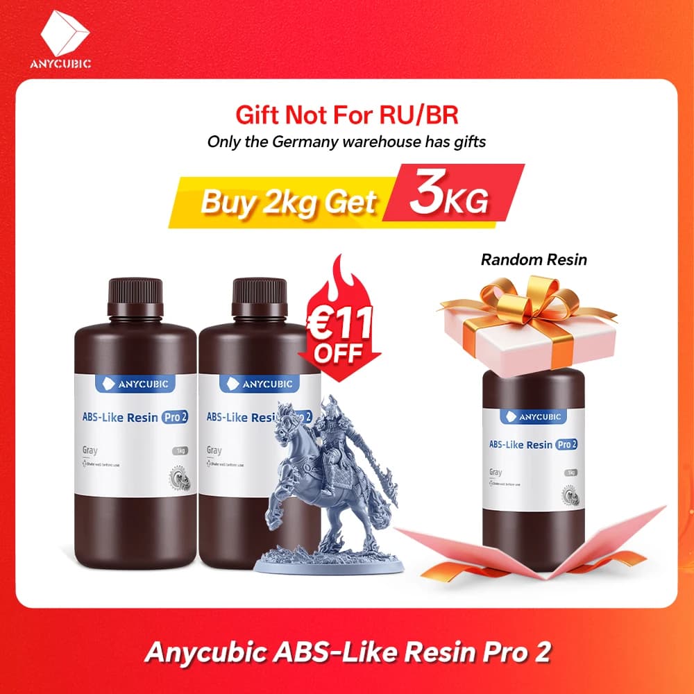 ANYCUBIC ABS Pro 2 Resin 405nm Photosensitive Polyresin High Precision with Minimal Shrinkage for LCD 3D Printer