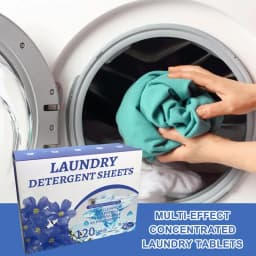 Detergent Sheets 60 Loads Plant Based Washing Machine Sheets Fast Dissolving Fresh Scent Dryer Sheets No Mess and Space-Saving