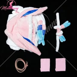 Mobbunny PM Derivative Sexy Fluffy Hooded Bodysuit Deep V Kawaii One Piece Romper with Choker and Socks Cosplay Costume