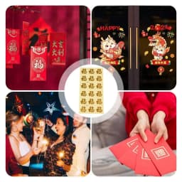Round 2024 Chinese Lunar New Year Stickers Gift Stickers New Year Festive Stickers Creative Decorative Adhesive Sticker Happy