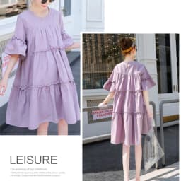 Maternity Cotton Solid Chiffon Cake Dress For Summer New Fresh Fairy Pregnancy Clothes V-Neck Knee-Length Pregnant Dress
