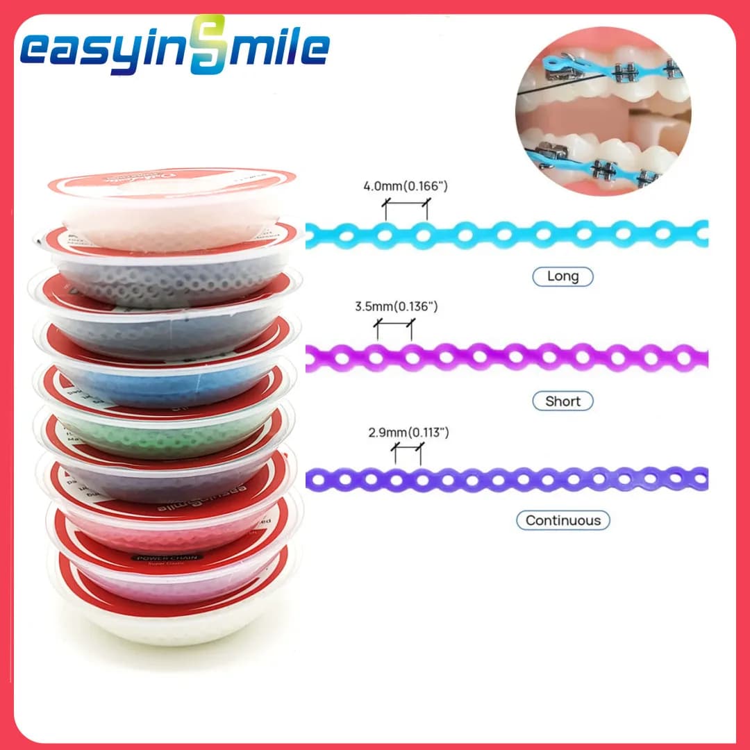 15Feet/Roll Dental Material for Ortho Power Chain Super Elastic Rubber Band Ultra Spool for Braces Close/short//long Easyinsmile