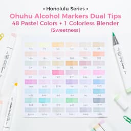 Ohuhu Honolulu 48 Pastel Colors Marker Pen Set Alcohol Art Markers Refillable Dual Tips Sketching Drawing School Art Supplies
