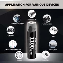 Kuugro 1.5V AAA USB Li-ion Rechargeable Battery Aaa 1.5V 1100mWh Lithium Batteries with 4-in-1 Cable for Toys Camera Flashlight