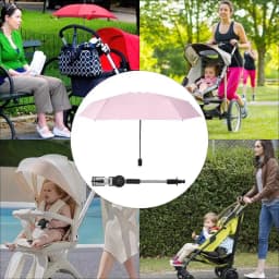 Clip On Chair Umbrella Clamp-On 360 Adjustable Stroller Sun Shade Pushchair Sun Parasol UPF 50 Chair Umbrella Clip-on For