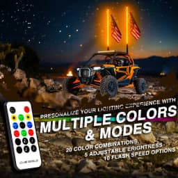 2PCS 4FT LED Whip Light With App Remote Control Spiral RGB Chasing Music Whip Light for UTV ATV RZR Can-Am SXS Polaris Offroad