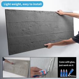 Art3d 4PCS Cement Texture 3D Wall Panels, PU Wall Panels for Interior Home Decor, 24 x 48inch, Dark Grey