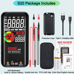 BSIDE Professional Digital Multimeter Smart 9999 EMF Multitester DC AC Voltage Capacitor Ohm Diode Live Electric Tester USB Char
