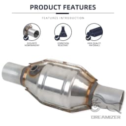 Universal Catalytic Converter 2'' 400 Cells High Flow Muffler Catalyst Converter Euro1 Round For 2006-2010 Ford Explorer 4.0L V6
