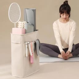 Yoga Mat Organizer Basket Corner Oxford Cloth Yoga Mat Rack Multipurpose Basket Holder with Side Pocket Washable Storage Rack