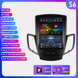 Android 13 for Ford Fiesta MK7 2009 - 2016 Car Radio Player Stereo Multimedia Automotiva Wireless Carplay 9.7 '' Vertical Screen