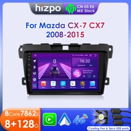 Hizpo 2 DIN Radio For Mazda Cx-7 CX7 2008-2015 Car Android Multimedia Player Autoradio Carplay GPS Stereo Head Unit 7862 8+128G