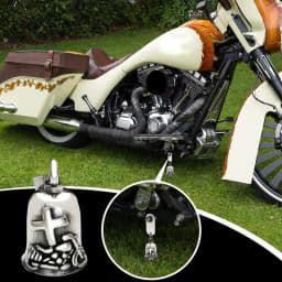 Motorcycle Good Luck Charm Bell Vintage Cross Key Chain For Luck On The Road Motorcycle Decorations For Dad And Husband Drive