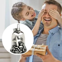 Motorcycle Good Luck Charm Bell Vintage Cross Key Chain For Luck On The Road Motorcycle Decorations For Dad And Husband Drive