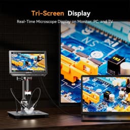 Elikliv EM4K 4K HDMI Digital Microscope for Electronics 8" 2000X Soldering Microscope for PCB Inspection Repair with 10" Stand