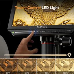 Elikliv EM4K 4K HDMI Digital Microscope for Electronics 8" 2000X Soldering Microscope for PCB Inspection Repair with 10" Stand