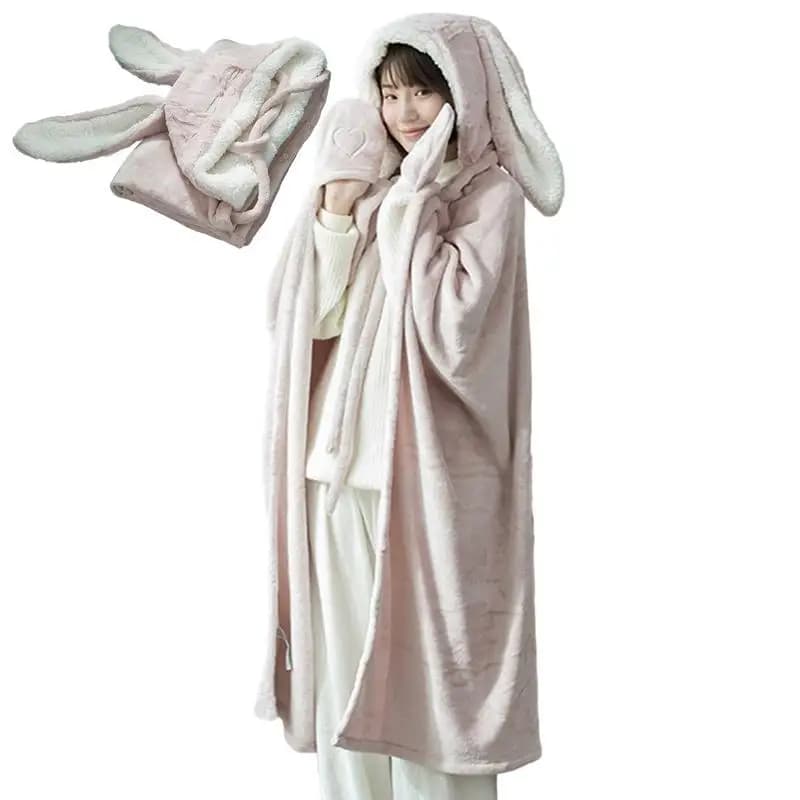 Blanket Hoodie For Women Bunny Ear Blanket Cloak Soft Breathable Bunny Ear Blanket Hooded Cloak For Women Birthday Gift