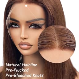Bob Wigs Human Hair Chocolate Brown 13×4 Lace Front Human Hair Wig For Women Lightly Bleached Knot 180% Density Short Human Hair