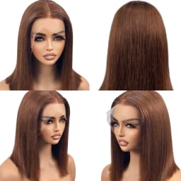 Bob Wigs Human Hair Chocolate Brown 13×4 Lace Front Human Hair Wig For Women Lightly Bleached Knot 180% Density Short Human Hair