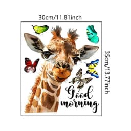 Giraffe Window Wall Decal Good Morning Waterproof Animals Wall Sticker Double Sided Wall Sticker Realistic Animal Car Window