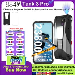 8849 Tank 3 Pro Unihertz Rugged Smartphone 5G with 100 Lumens Projector 32/36GB 512GB 23800mAh Android 14 Cell Phones Dual Sim