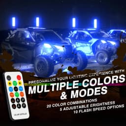 2PCS 1FT Fat Bluetooth Remote Control Colorful Spiral LED Whip Lights Lighted Antenna Whips for ATV Polaris RZR Flagpole Lamp