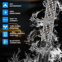 2PCS 1FT Fat Bluetooth Remote Control Colorful Spiral LED Whip Lights Lighted Antenna Whips for ATV Polaris RZR Flagpole Lamp