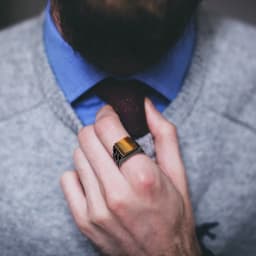 BONISKISS Vintage Men's Ring Tiger Eye Stone Punk Classic Black Color Ring Male Stainless Steel Ring Bijoux Aneis Jewelry Gift