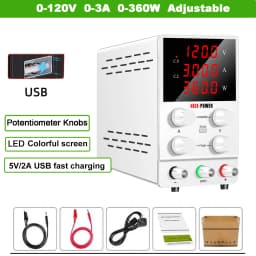 Adjustable DC Lab Power Supply 30V 10A /60V 5A/120V 3A Digital Bench Power Source For Titanium Anodized Repair Voltage Regulator