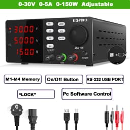 Adjustable DC Lab Power Supply 30V 10A /60V 5A/120V 3A Digital Bench Power Source For Titanium Anodized Repair Voltage Regulator