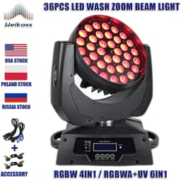 LED Lights Wash Zoom 36x18W RGBWA+UV 36x12W RGBW Moving Head Lighting With Flycase For Professional DJ Equipment