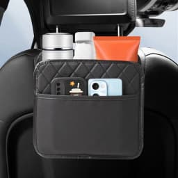 Car Backseat Organizer Leather Pu Leather Car Seat Storage Bag Strong Weight-Bearing Organizer With Cup Holders Multifunctional