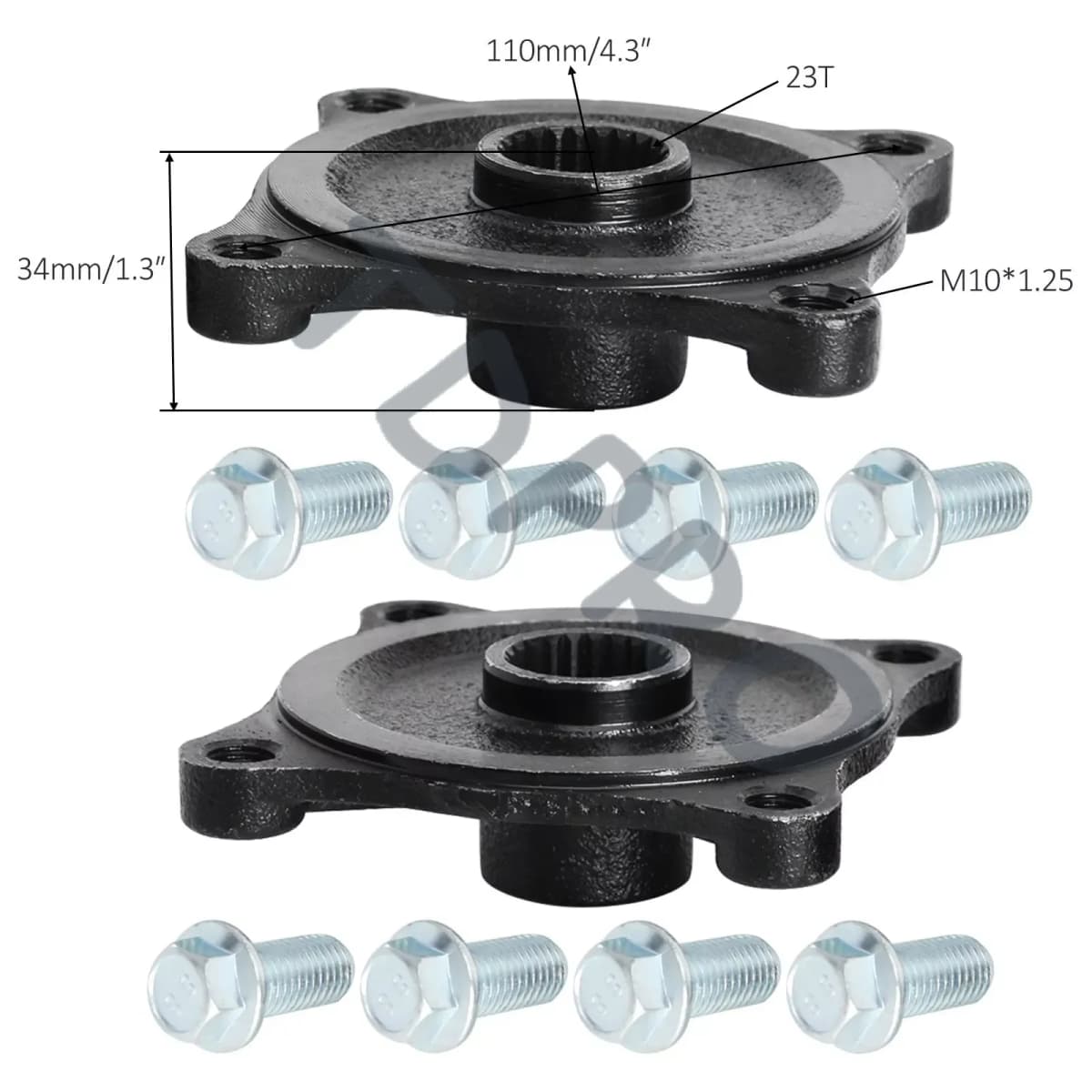 TDRPO Rear Wheel Hubs Pair 23T 4 Stud Hub Rear Axle Wheel Hub Flange 110mm W/ Bolts Go Kart ATV Quad Buggy Accessories