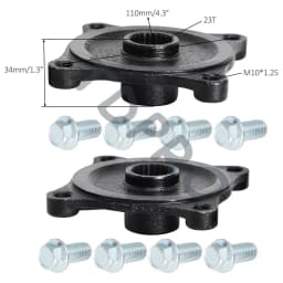 TDRPO Rear Wheel Hubs Pair 23T 4 Stud Hub Rear Axle Wheel Hub Flange 110mm W/ Bolts Go Kart ATV Quad Buggy Accessories