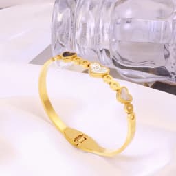 Lateefah Titanium Steel Gold Plated Opening Heart Bangle Summer Bracelet Fashion Bangle Jewelry