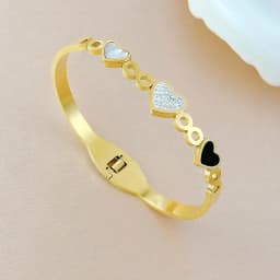 Lateefah Titanium Steel Gold Plated Opening Heart Bangle Summer Bracelet Fashion Bangle Jewelry