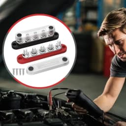 Bus Bar Terminal Block Automotive Busbar Terminal Studs Marine Bus Bar With Screws Terminals Red & Black Power Distribution