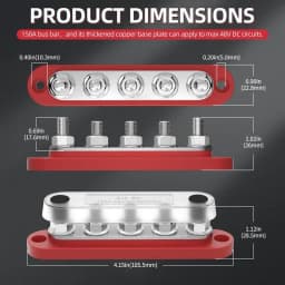 Bus Bar Terminal Block Automotive Busbar Terminal Studs Marine Bus Bar With Screws Terminals Red & Black Power Distribution