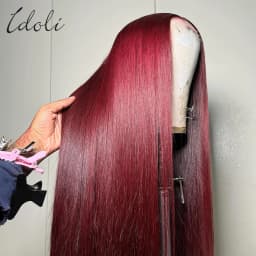 HD Lace Wig 13X6 Human Hair Lace Frontal Wig Burgundy 99J Straight Human Hair Wigs for Woman 30 32 Red Human Hair Wig Lace Front