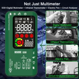 BSIDE Digital Multimeter Smart Infrared Temperature 15V Diode LED Tester True RMS 9999 DC AC Voltage Rechargeable Multiteter DMM