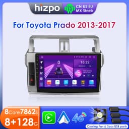 Hizpo Car Multimedia Navigation For Toyota Land Cruiser Prado 150 2013-2017 Radio 2 din Android Autoradio CarPlay Stereo 8+128G