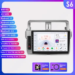 Hizpo Car Multimedia Navigation For Toyota Land Cruiser Prado 150 2013-2017 Radio 2 din Android Autoradio CarPlay Stereo 8+128G