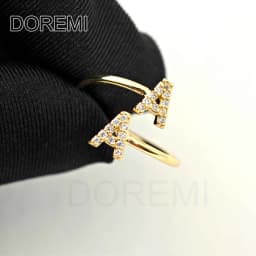 DOREMI Double Initial Letter White Zircon Letter Ring Custom Jewelry Initial Women Stagger Ring Gift Jewelry