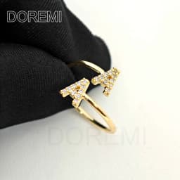 DOREMI Double Initial Letter White Zircon Letter Ring Custom Jewelry Initial Women Stagger Ring Gift Jewelry
